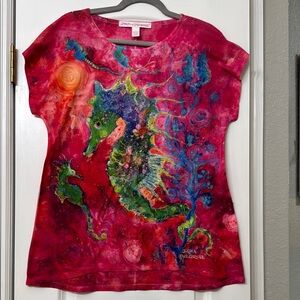 Leoma Lovegrove Original Vibrant Seahorse Painted Print Top
